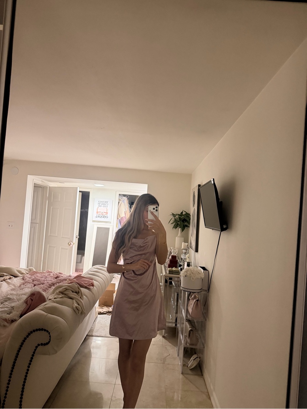 Satin lilac dress